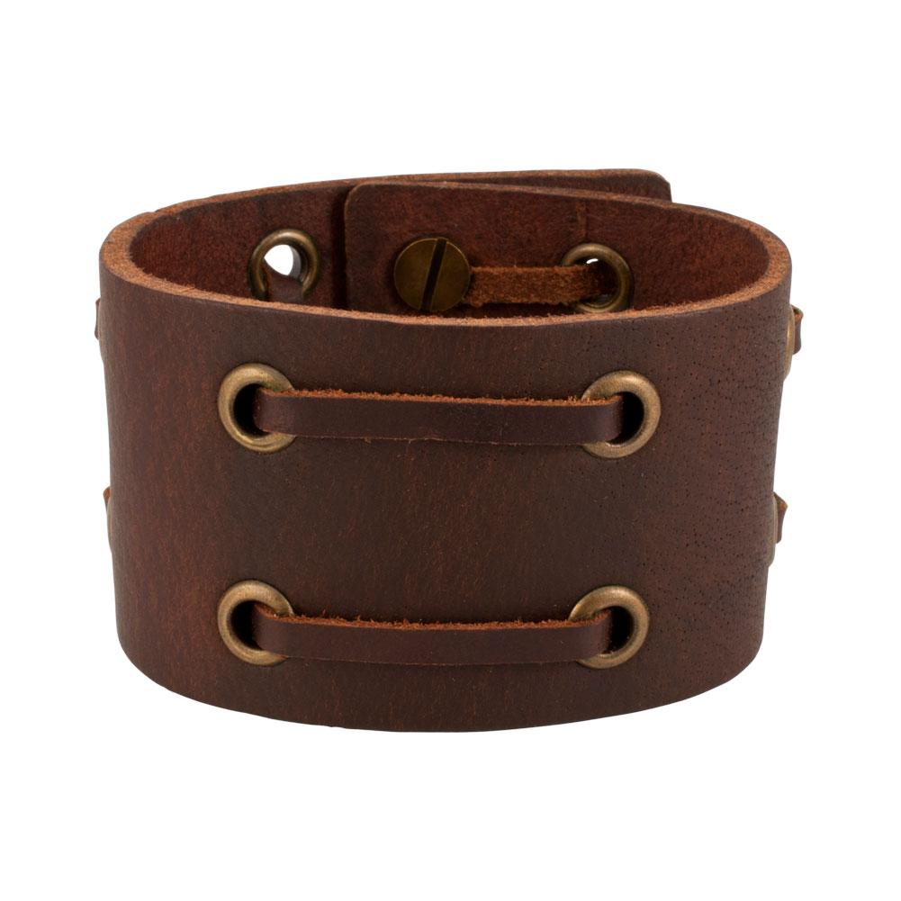 Double Laced Weathered Brown Leather Cuff Bracelet – Monster Steel