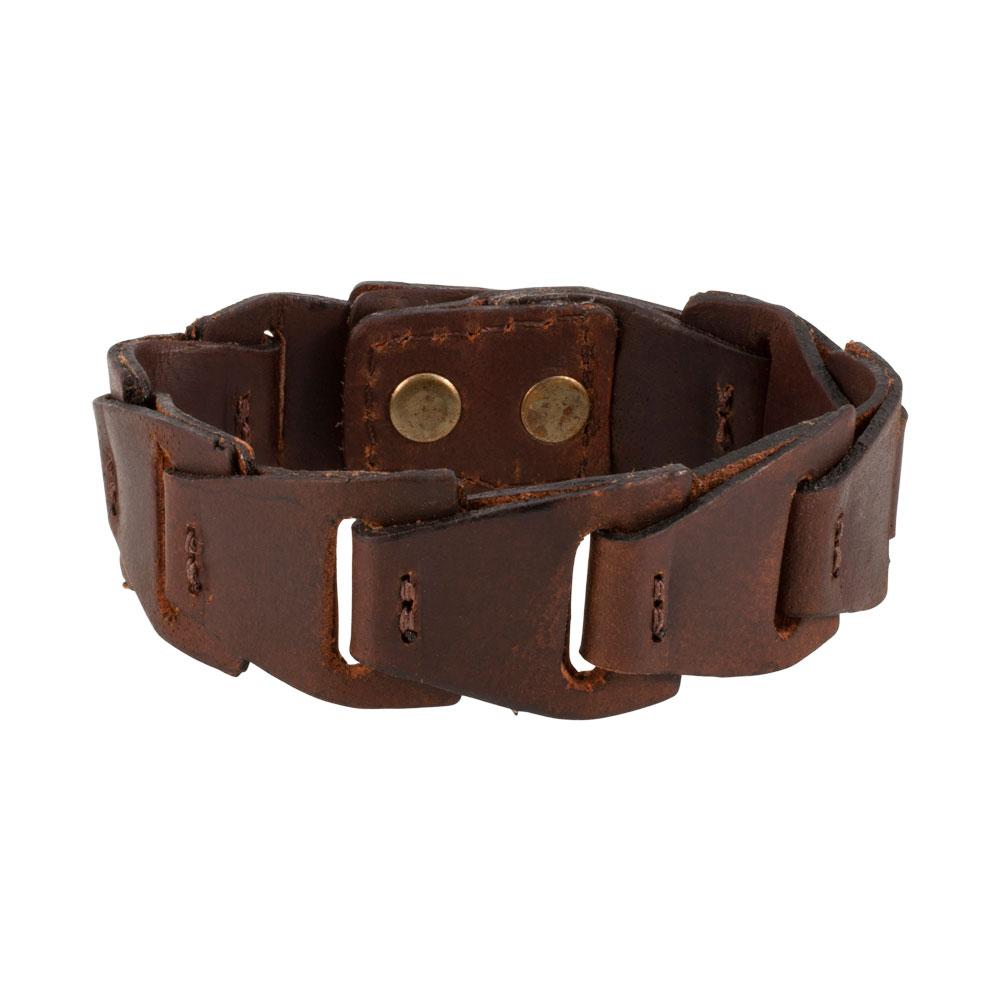 Brown Smooth Leather Link Double Snap Bracelet – Monster Steel